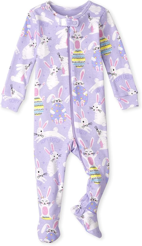 The Children's Place Baby Girls' and Toddler Long Sleeve Zip-Front One Footed Pajama Snug Fit 100... | Amazon (US)