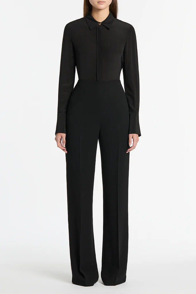 BLACK CREPE WIDE CLASSIC PANT | Carla Zampatti