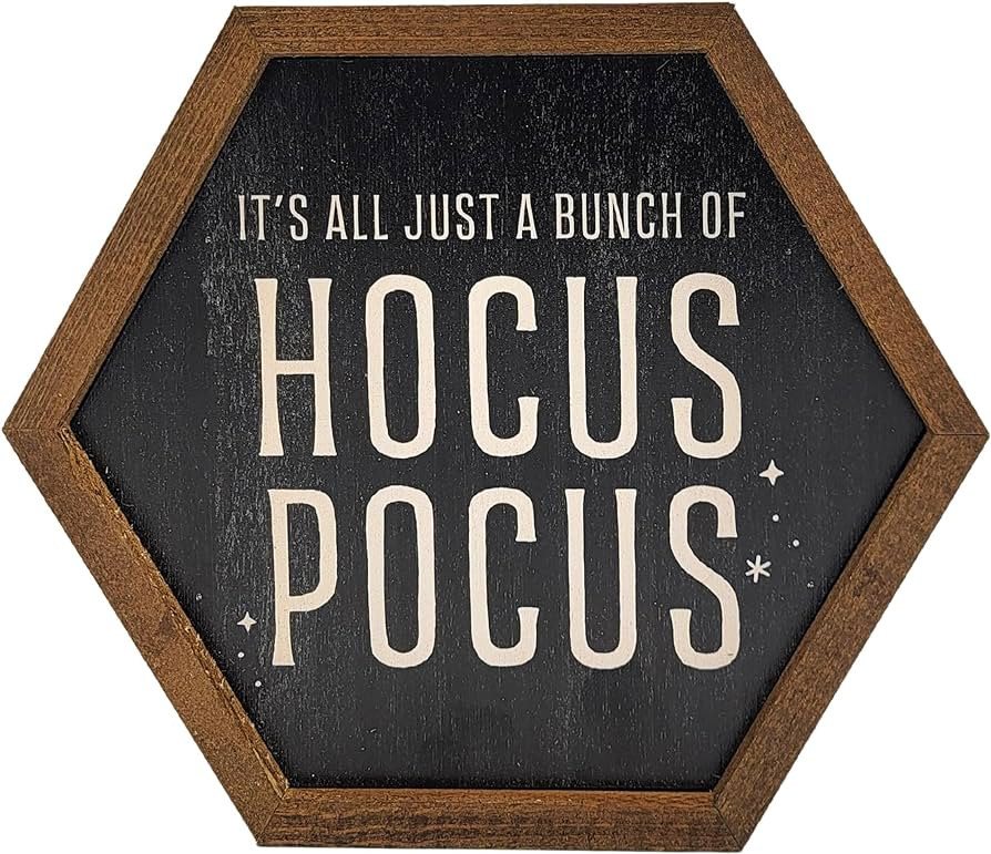 Wall Things Co. Witch Hexagon Sign, Wood Living Room Kitchen Bedroom Wall Art Hanging Spooky Scar... | Amazon (US)