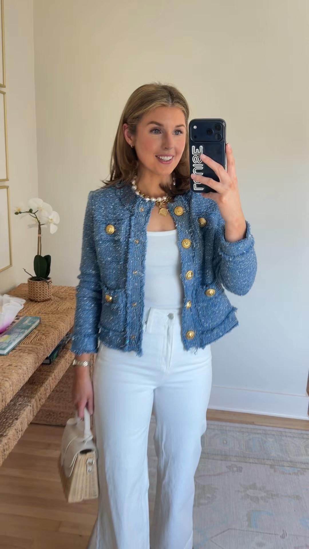 Cute spring workwear outfit idea! Wearing a S in sweater. Exact Jean style is old, linked the new version! Wearing a 25