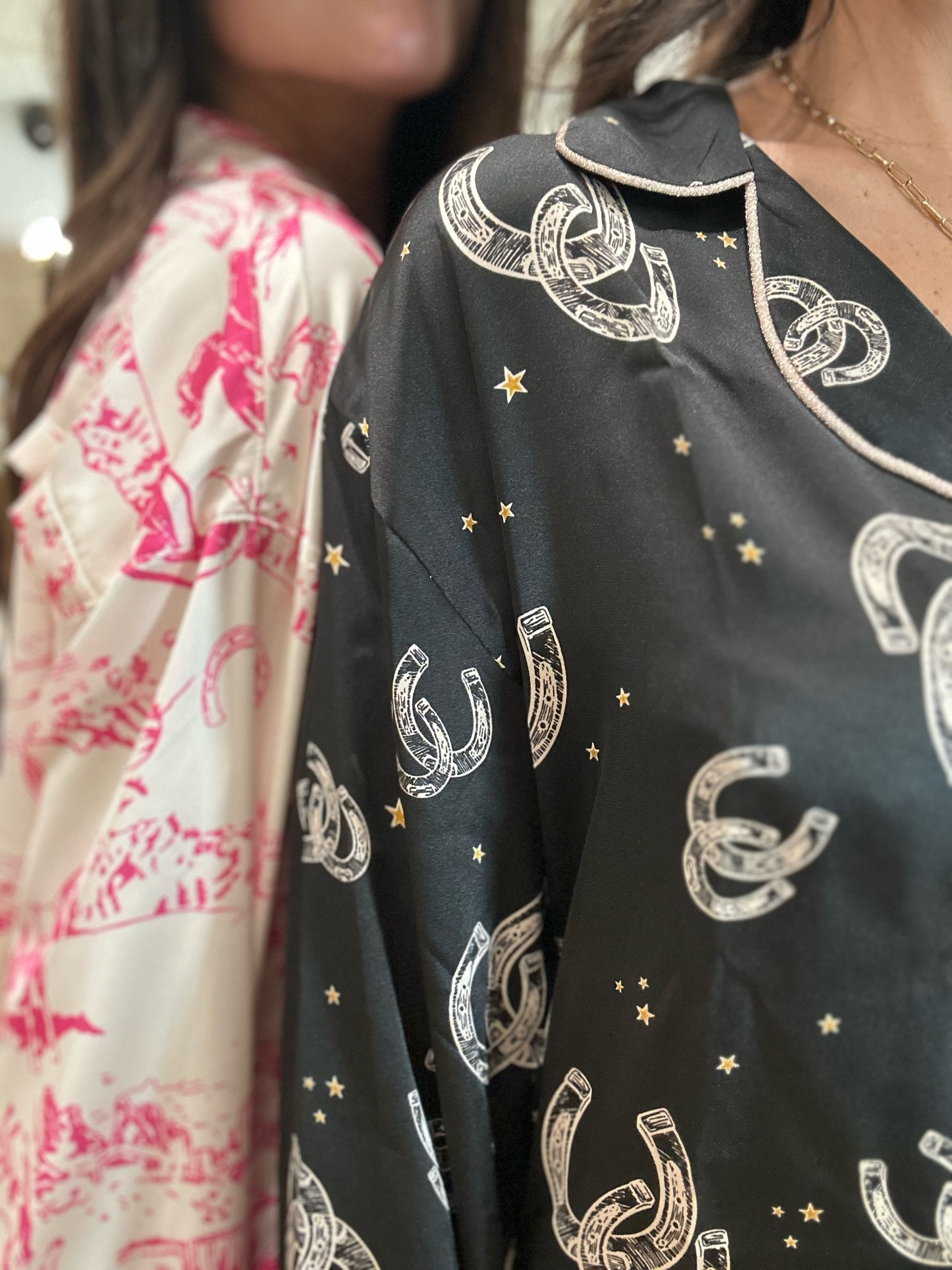 Satin pajama set 
Never thought I’d invest in a pajama set but this one is so worth it.  
5’7” and these are full length for arms and legs. Finally a pair that fits so well 
Wearing a size small 
#satinpajamas #silkpajamas #nordstrom 