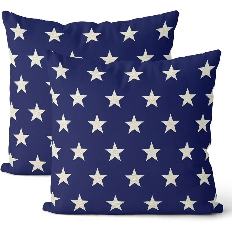 4th of July Pillow Covers 18x18 Set of 2, Navy Blue Stars Independence Day Farmhouse Decorations ... | Walmart (US)