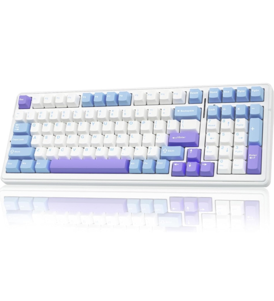 💜🤍🩵AULA F99 Wireless Mechanical Keyboard,Tri-Mode BT5.0/2.4GHz/
