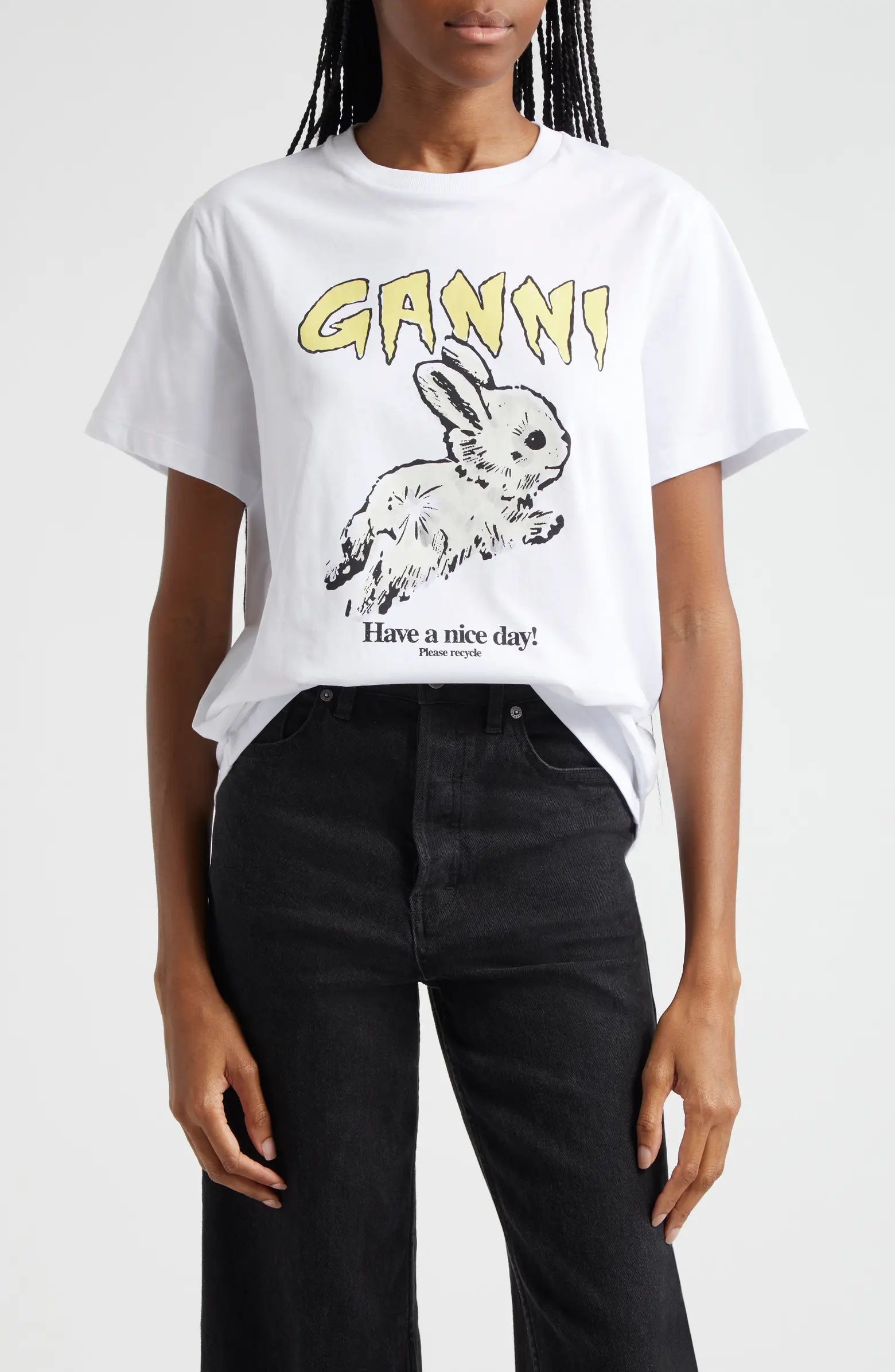 Ganni Bunny Organic Cotton Graphic T-Shirt | Nordstrom | Nordstrom