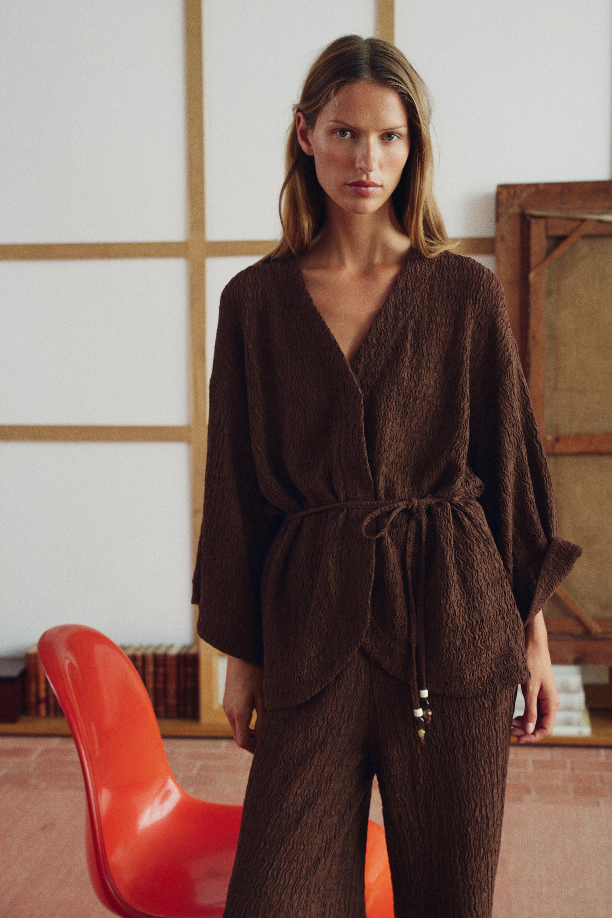 CRINKLE EFFECT BELTED JACKET | Zara UK
