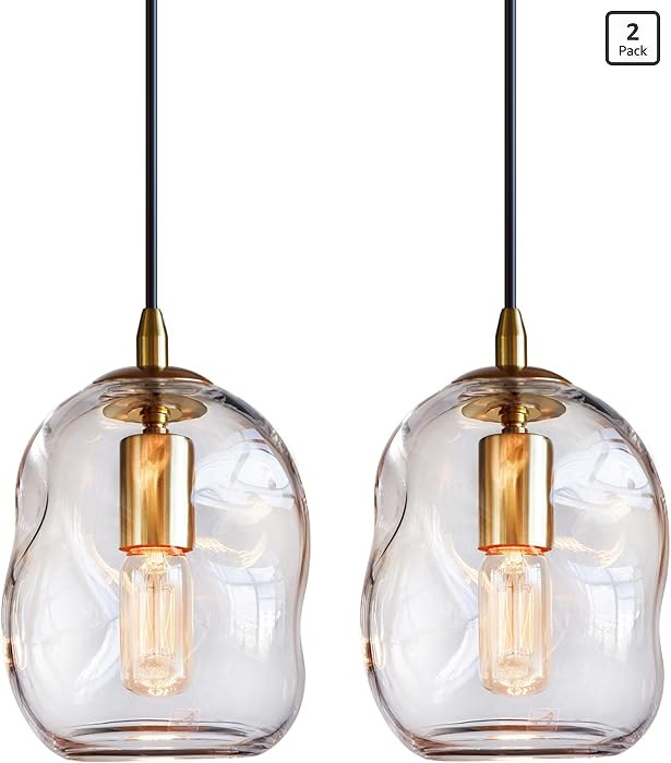 CASAMOTION Pendant Lights Kitchen Island 2 Pack Modern Contemporary Clear Glass Organic Globe Bra... | Amazon (US)