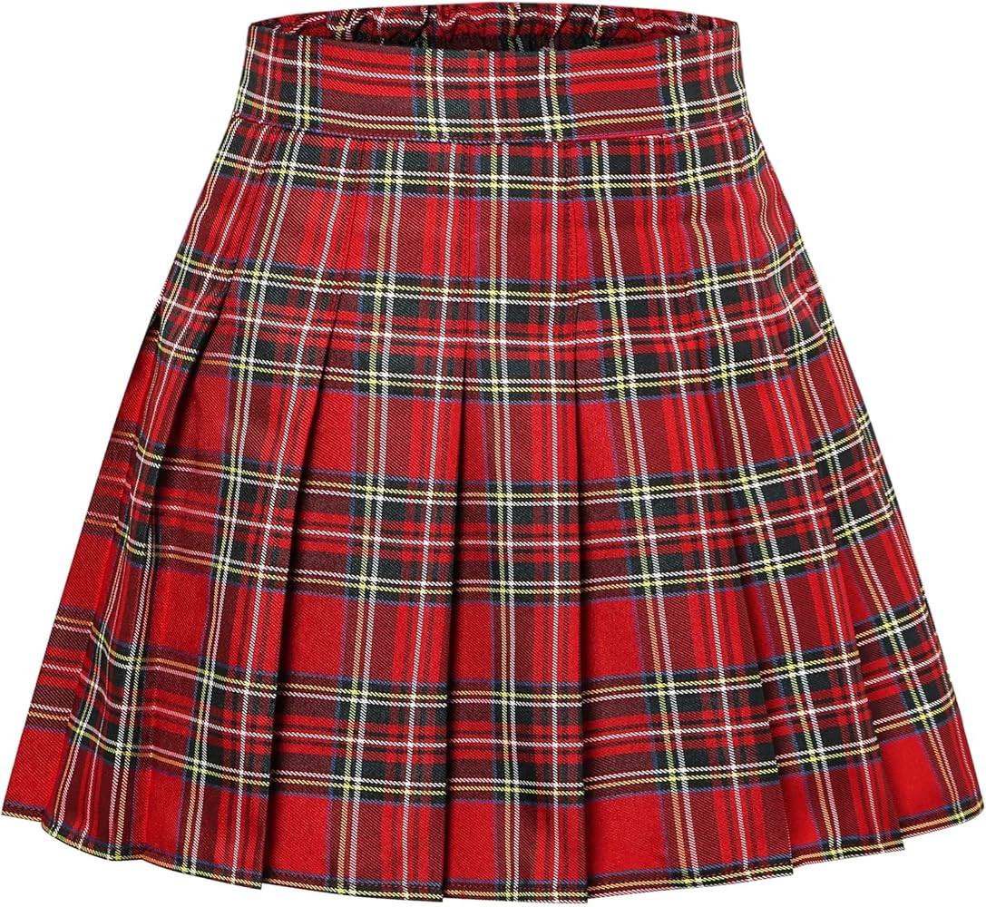 SANGTREE Girls Women's Pleated Skirt, Elastic Waist Uniform Skirt, 2 Years - US 4XL | Amazon (US)