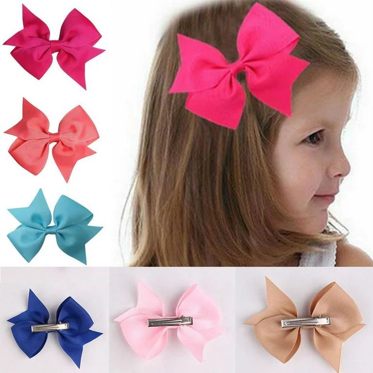 10Pcs Ribbon Hair Bows Clips Hairpin Hair Accessories for Baby Girls Kids Teens Toddlers Children... | Walmart (US)