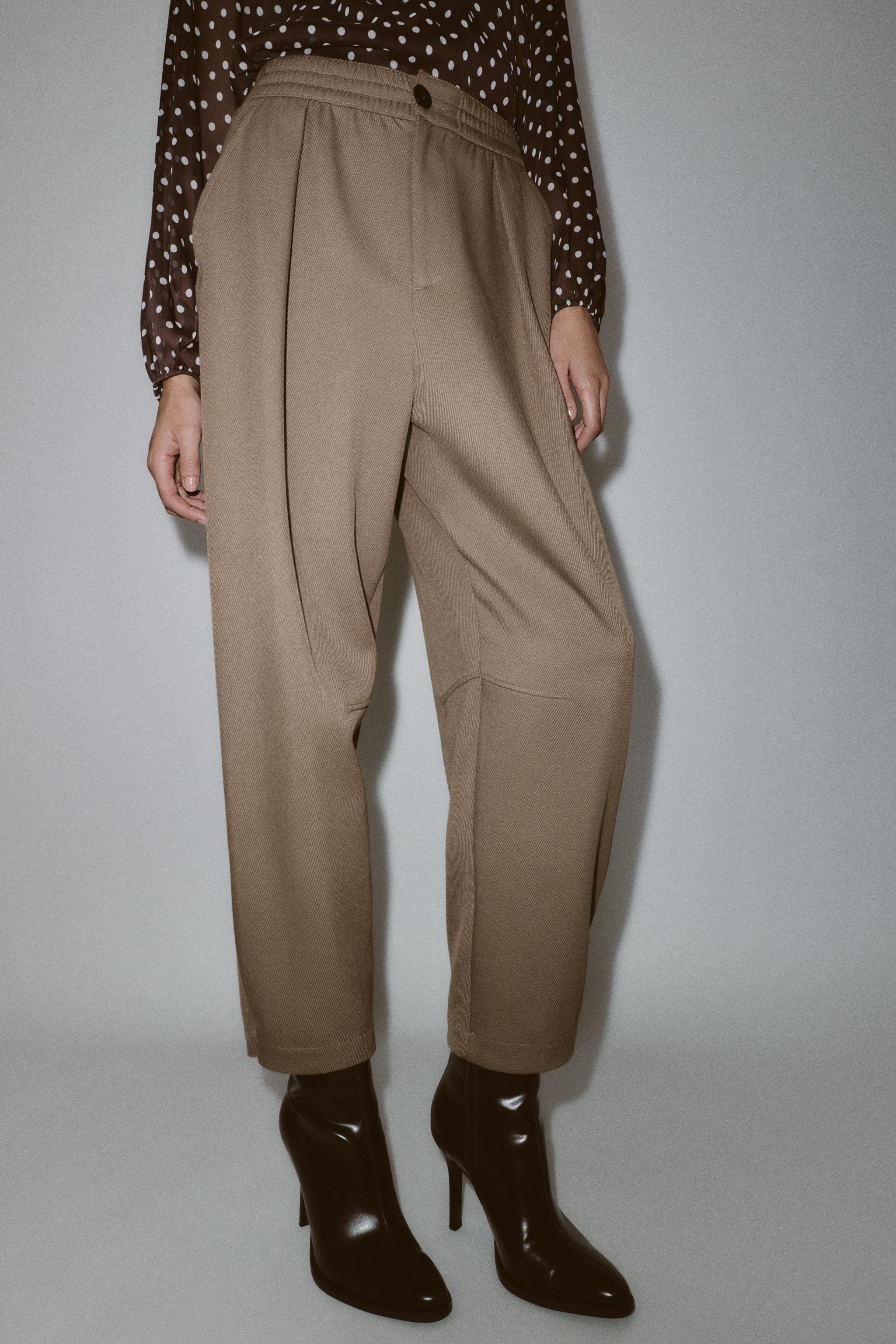 ELASTIC WAIST TAPERED PANTS | Zara US