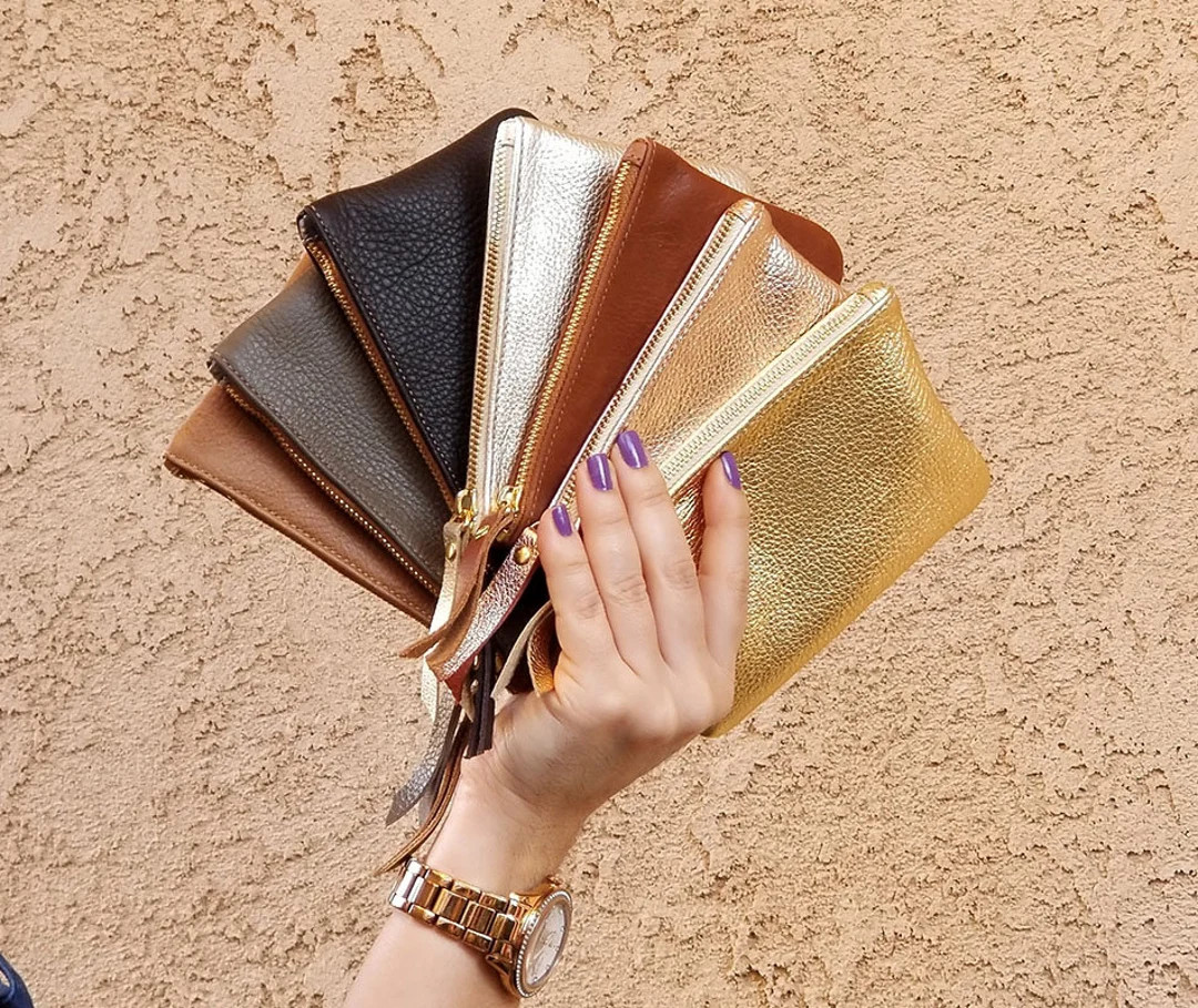 Genuine Leather Coin Purse Metallic Leather Pouch Metallic Gold Leather Wallet Small Leather Bag ... | Etsy (US)