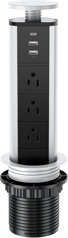 BTU 20W Pop Up Outlet for Kitchen Countertop, Retractable Recessed Outlet with 3 AC Outlet, 2 USB... | Amazon (US)