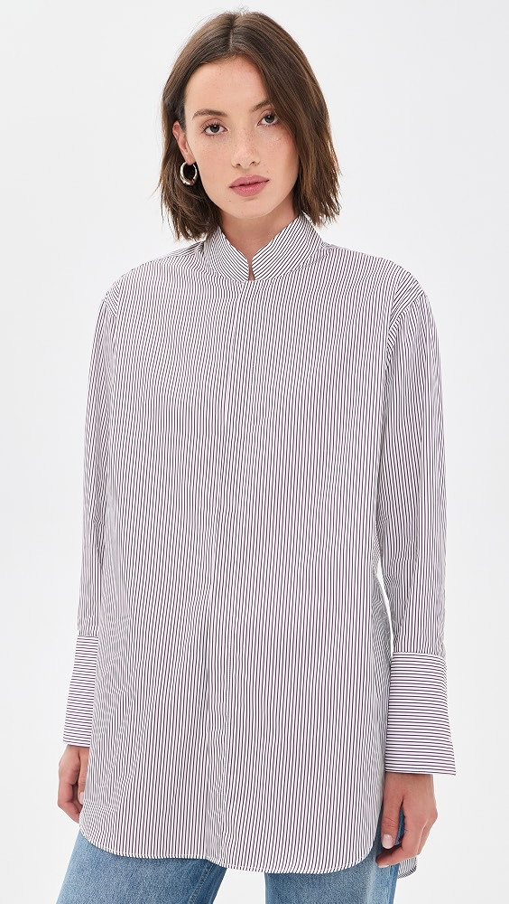 Comme Si Mandarin Collar Button Down Shirt | Shopbop | Shopbop