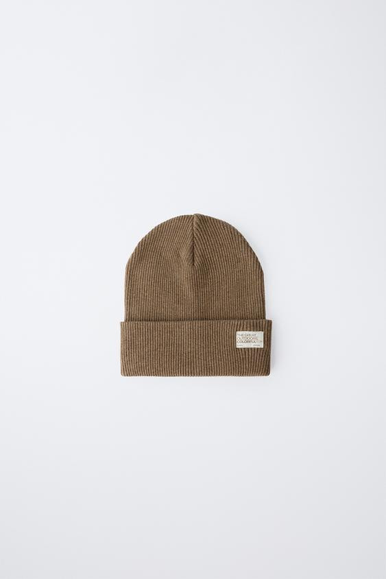 LABEL RIBBED KNIT HAT | Zara US
