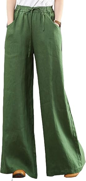 Hongsui Women's Spring and Summer Cotton and Linen Trousers Loose Large Size Wide Leg Pants … | Amazon (US)