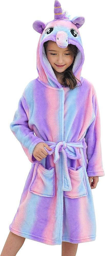 Amazon.com: Doctor Unicorn Soft Unicorn Hooded Bathrobe Sleepwear - Unicorn Gifts for Girls (Brig... | Amazon (US)