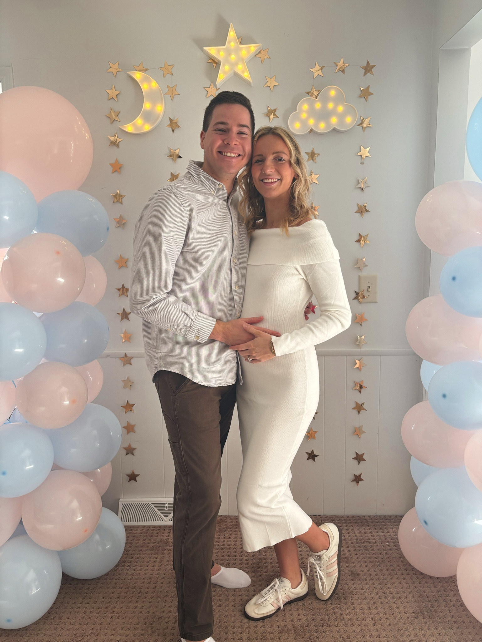 Gender reveal dress!! This dress was perfect for our winter gender reveal! I am SO impressed with the quality! It was so soft & I even got pink powder all over it from the poppers & it washed right out! 

One of my fav amazon purchases lately!

ALSO my shoes were a little hint!! My cream & light pink sambas 💕

#genderreveal #babyshower #firsttimemom #newmom #babygirl  

#LTKFindsUnder50 #LTKBump #LTKParties