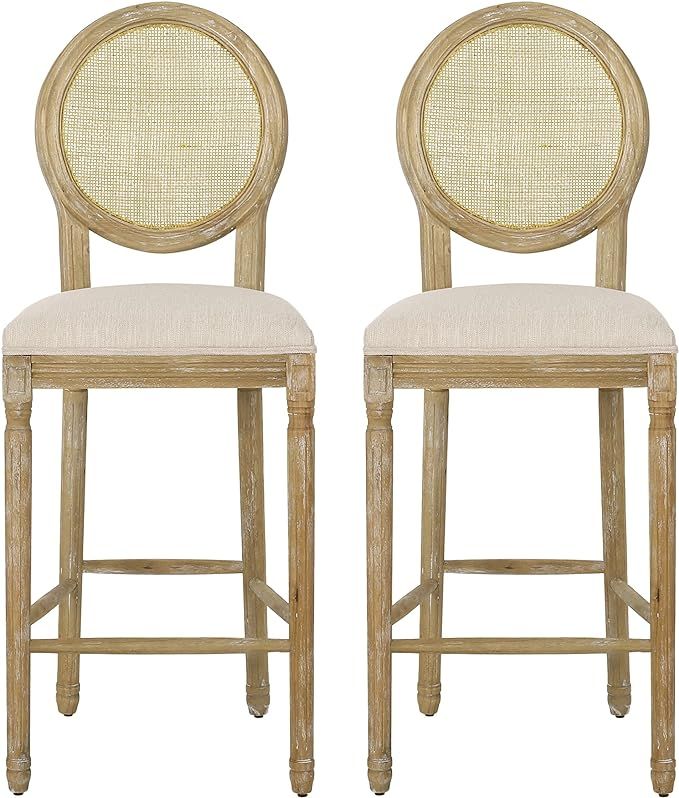 Christopher Knight Home Caspar French Country Wooden Barstools with Upholstered Seating (Set of 2... | Amazon (US)