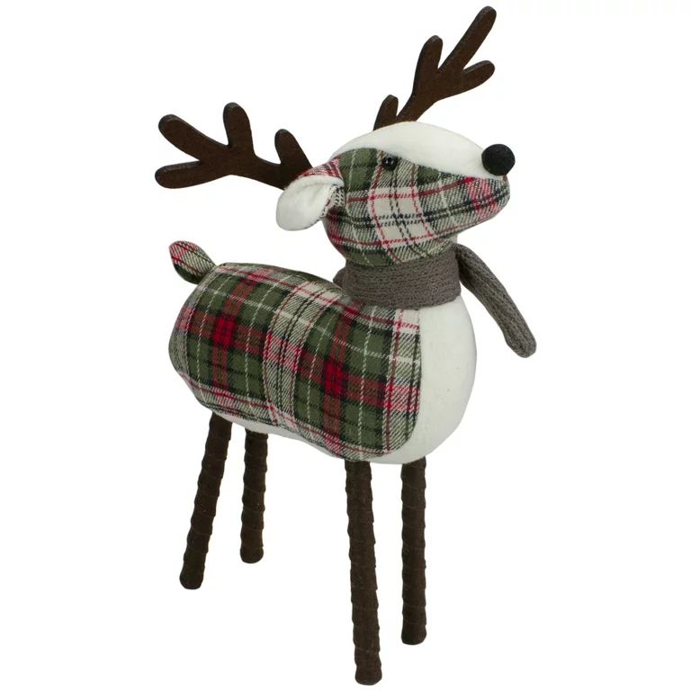 Northlight 13.5" Red and Green Plaid Reindeer Christmas Decoration | Walmart (US)