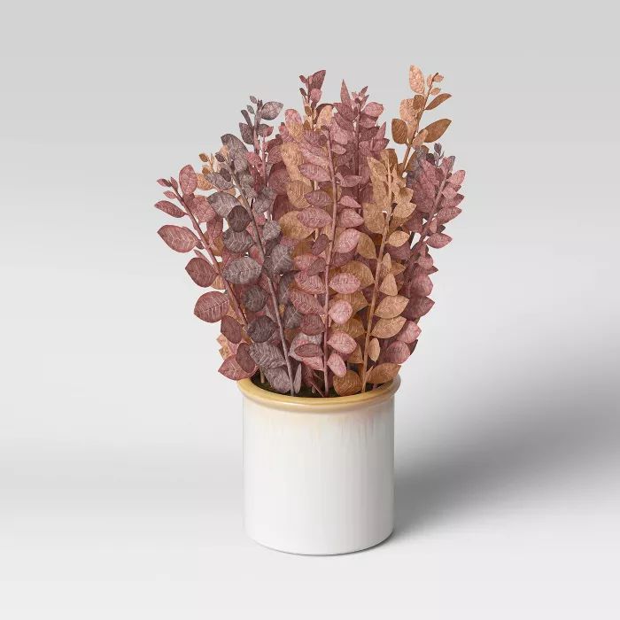12.5" Artificial Leaf Arrangement in Ceramic Pot Purple/Red - Threshold™ | Target
