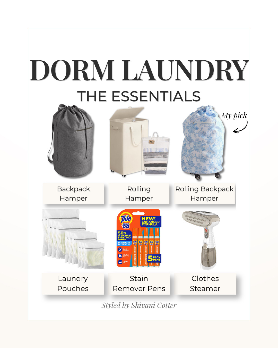 Dorm Laundry Essentials Every College Student Needs 🧺
We bought a backpack hamper for my oldest which was great, but after visiting a few times, we saw that the rolling laundry baskets were really popular (and for good reason). This year, we bought the perfect combo for my youngest heading off to school. She can hang it if she needs to, and roll it to the laundry room with ease!

Shop these best sellers and make laundry day in the dorms easy!

🧺From backpack hampers and rolling hampers to laundry pouches, stain remover pens and a clothes steamer, these are the practical dorm must-haves that help keep everything organized, clean and easy to carry.

🧺Perfect for college move-in, dorm room essentials, shared laundry rooms and students who need a simple laundry system that works in a small space.
@Pottery Barn Teen 
college laundry essentials | dorm room essentials | college move in checklist | dorm must haves | laundry hamper for dorm | backpack laundry hamper | rolling laundry hamper | dorm laundry bag | laundry pouches | stain remover pens | clothes steamer | dorm organization | college dorm checklist | shared laundry room | small space laundry | dorm shopping list | LTK college finds

#LTKHome