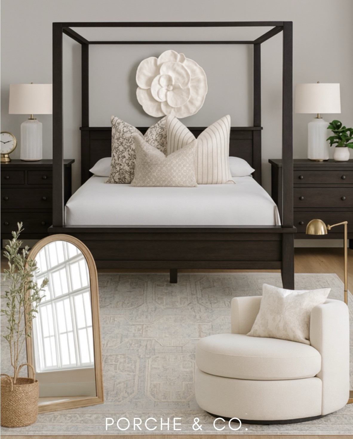 2D vs 3D Bedroom Curated Collection ✨ Swipe to see the before & after! We started with a 2D moodboard vision and brought it to life in 3D. This cozy transitional bedroom design features a dark wood canopy bed styled with neutral & patterned throw pillows, crisp white bedding, modern ceramic table lamps, a round swivel accent chair, a natural woven basket with greenery, and a soft vintage-inspired area rug that ties it all together. The arched floor mirror and gold accent lamp add the perfect finishing touch.

Explore the full Curated Collection on LTK to shop this layered look! 🛋️🌿

Do you want to bring our dreamy Modern Classic style interior design into your own home? 🏡 You’re in luck! Reserve our Online Interior Design packages today -> https://porcheandco.com/edesign ✨ We can’t wait to work with you & design your home with #porcheandco

#porcheandco #visionboard #moodboard #bedroomdesign #canopybed #vintagerug #transitionalstyle #homedecor #interiordesign


#LTKHome #LTKvlog #LTKSeasonal