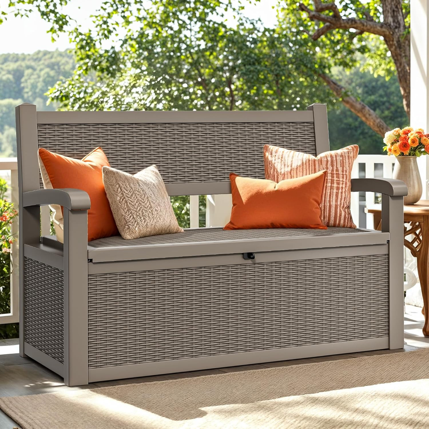YITAHOME 70 Gallon Deck Bench with Storage, Outdoor Storage Box Bench with Armrests for Patio Gar... | Amazon (US)