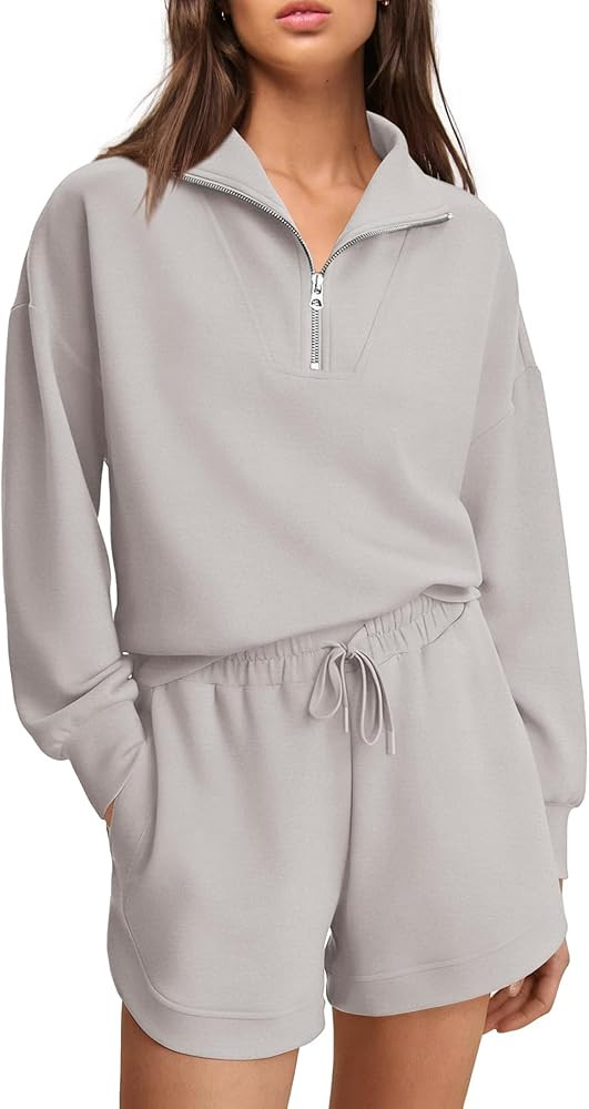 SENSERISE Womens Sweatsuits 2 Piece Set Half Zip Sweat Sets Lounge Sets Airport Travel Outfit Sho... | Amazon (US)