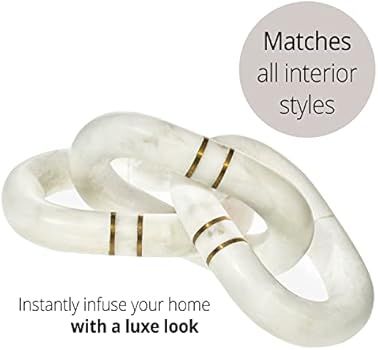 STRONA 12" White Marble Chain Link Decor - Decorative Links Suit All Home Styles - Modern Coffee ... | Amazon (US)
