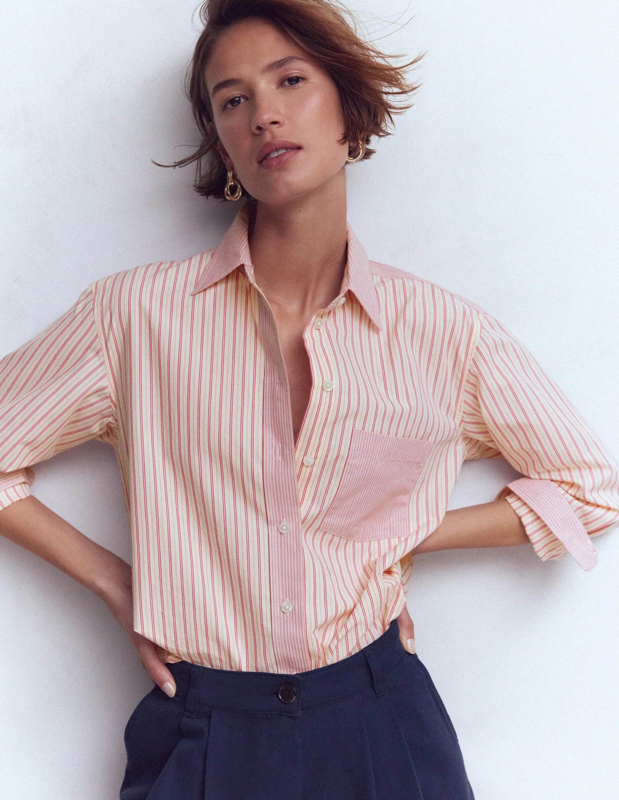Sadie Relaxed Cotton Shirt-Pink Stripe Hotch | Boden (US)