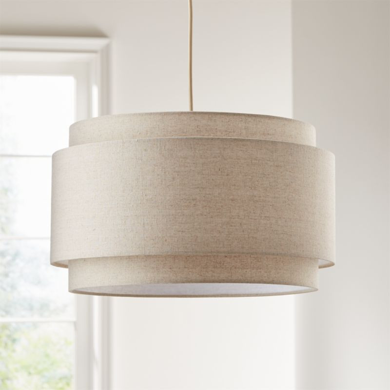 Avery Natural Linen Double Drum Pendant Light + Reviews | Crate & Barrel | Crate & Barrel