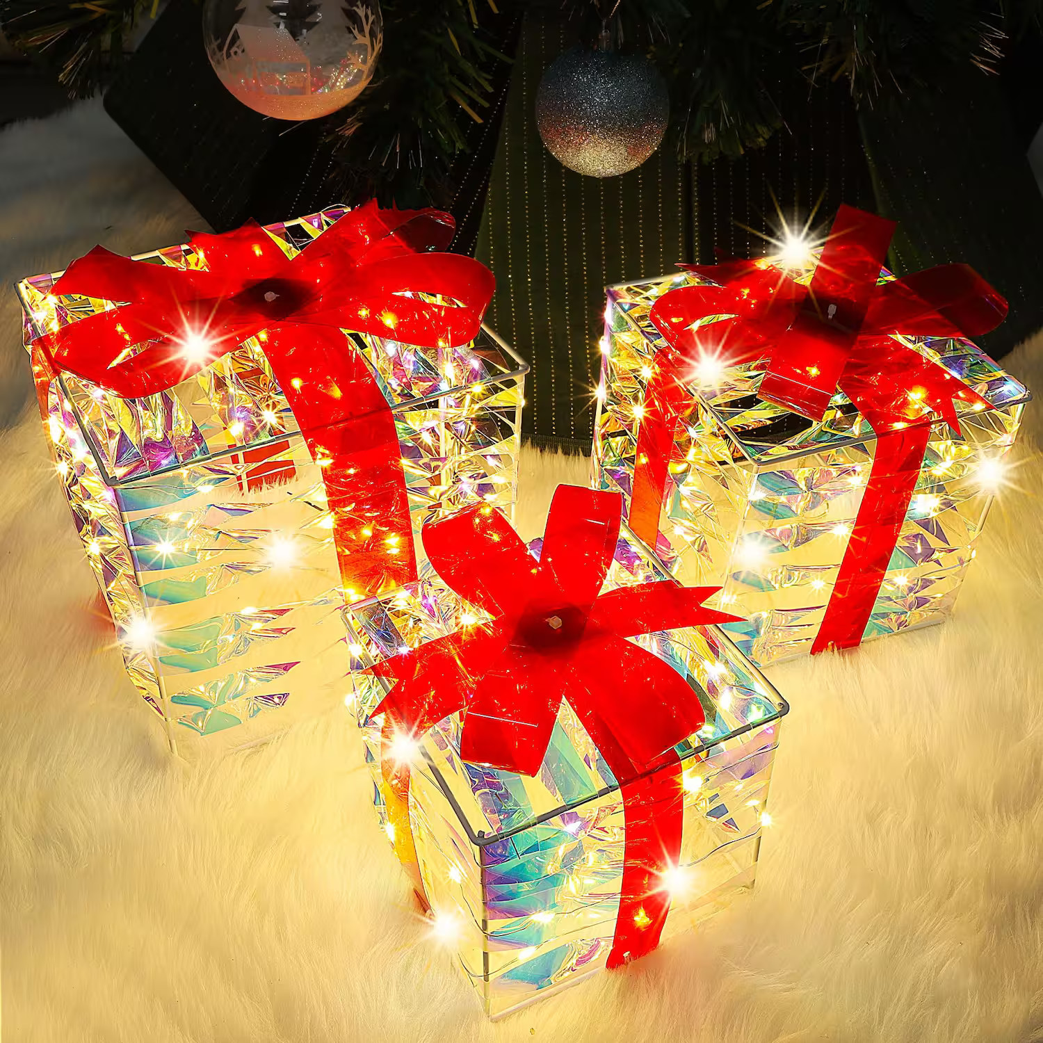 NICHOLAS KLEIN - Christmas Lighted Boxes Set Of 3 60 Led Light Up Decor Outdoor Present Decorations Yard - Colorful-Strips | Best Buy U.S.