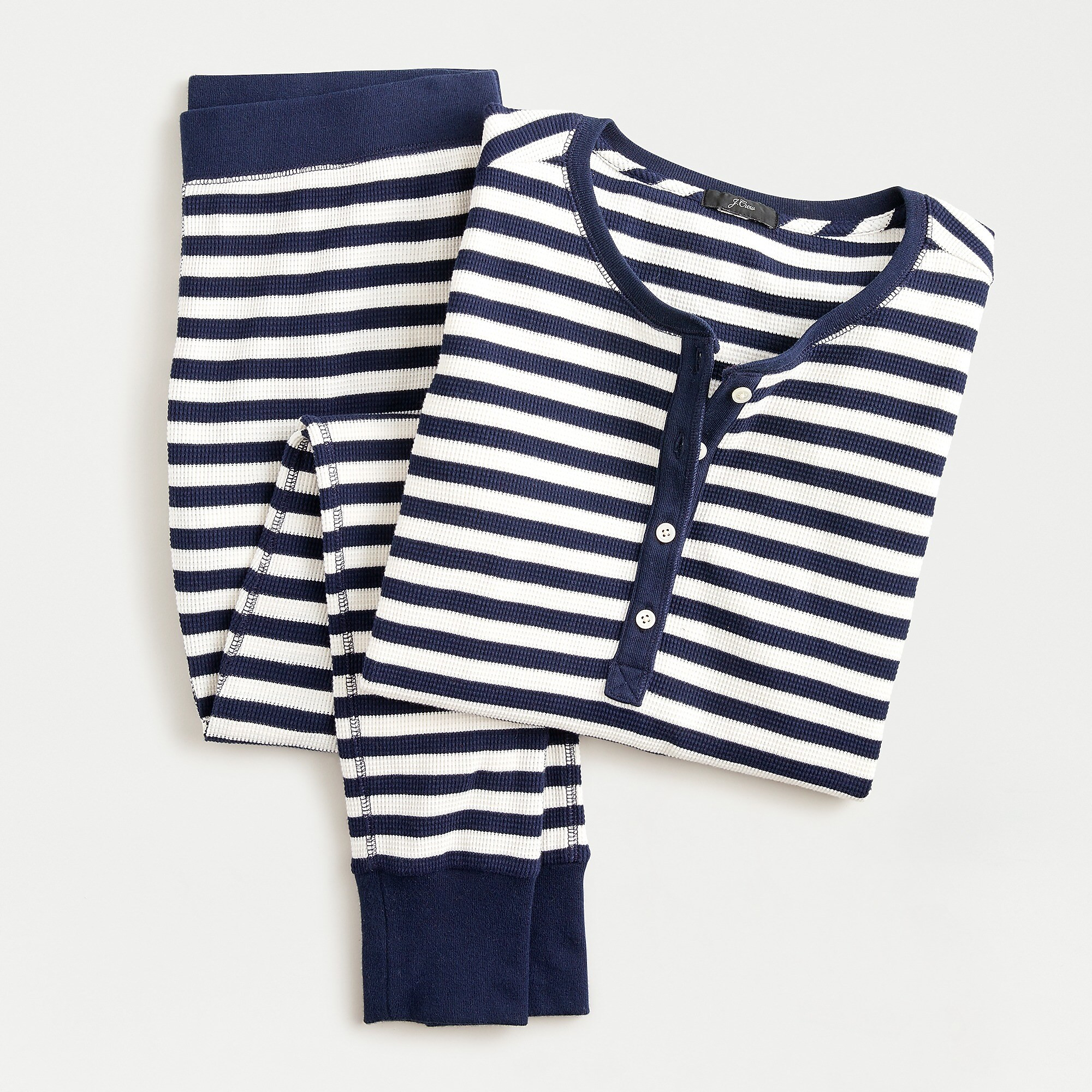 Henley waffle pajama set in stripes | J. Crew US