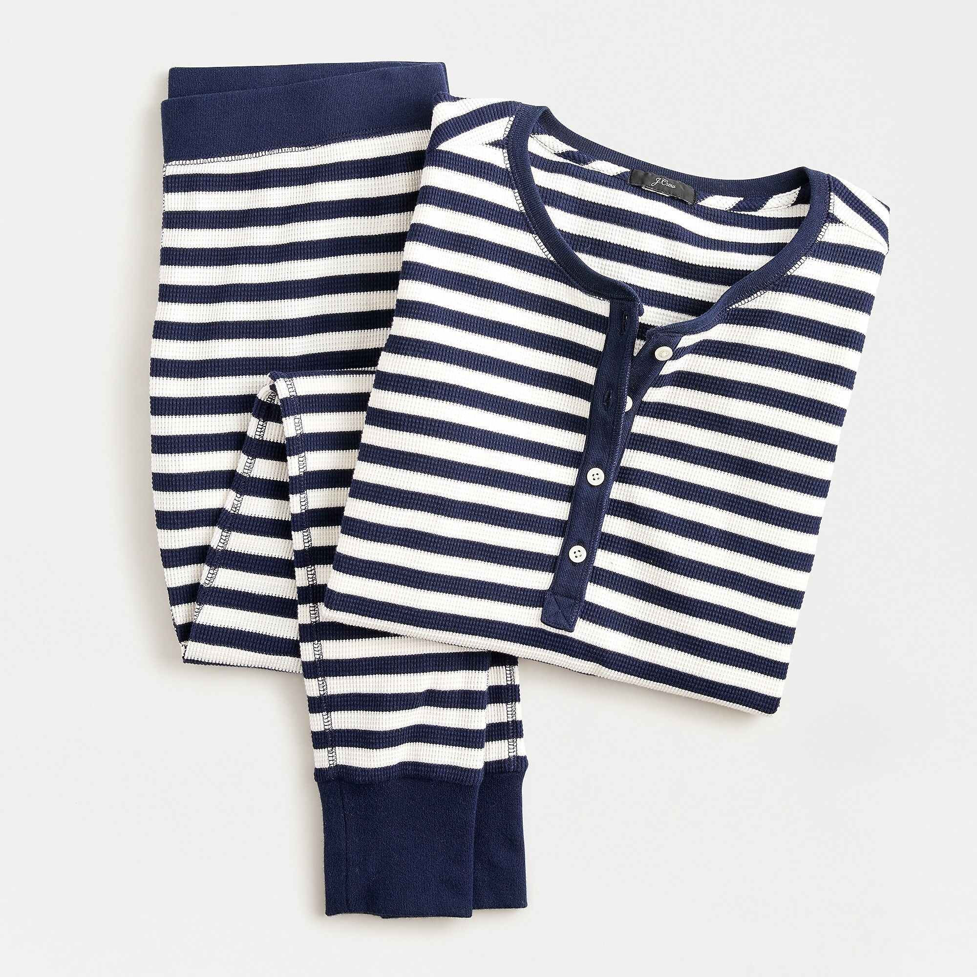 Henley waffle pajama set in stripes | J.Crew US