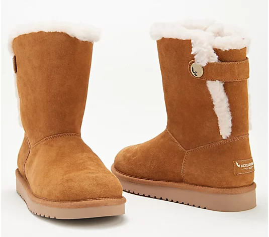 Koolaburra by UGG Suede Button Short Boots - Jordina | QVC