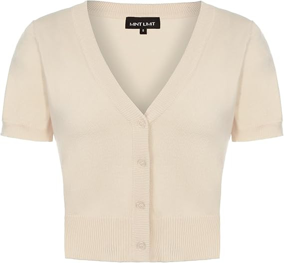 MINTLIMIT Women's Cropped Shrug Bolero 3/4 Sleeve Button Down Cardigan Sweater | Amazon (US)