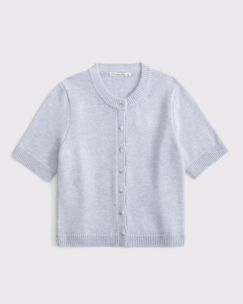 Women's Short-Sleeve Crew Cardigan | Women's Tops | Abercrombie.com | Abercrombie & Fitch (US)