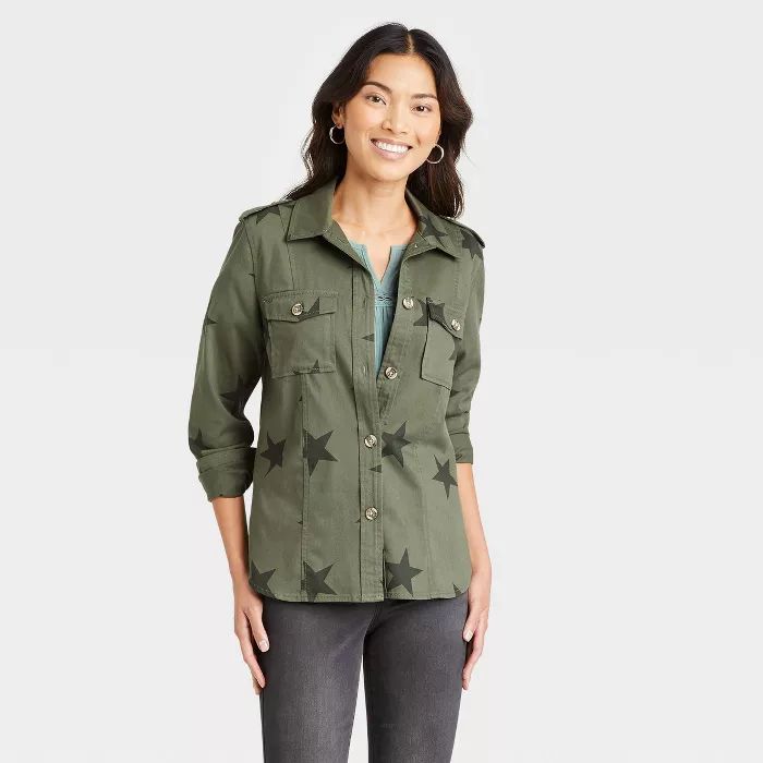 Women's Utility Jacket - Knox Rose™ Olive Green Star | Target