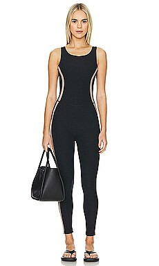 Beyond Yoga Spacedye Top Line Jumpsuit in Darkest Night & Birch from Revolve.com | Revolve Clothing (Global)