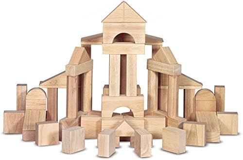 USMAT Solid Wood Unit Building Blocks for Toddlers, Children & Kids with Wooden Storage Tray— 6... | Amazon (US)