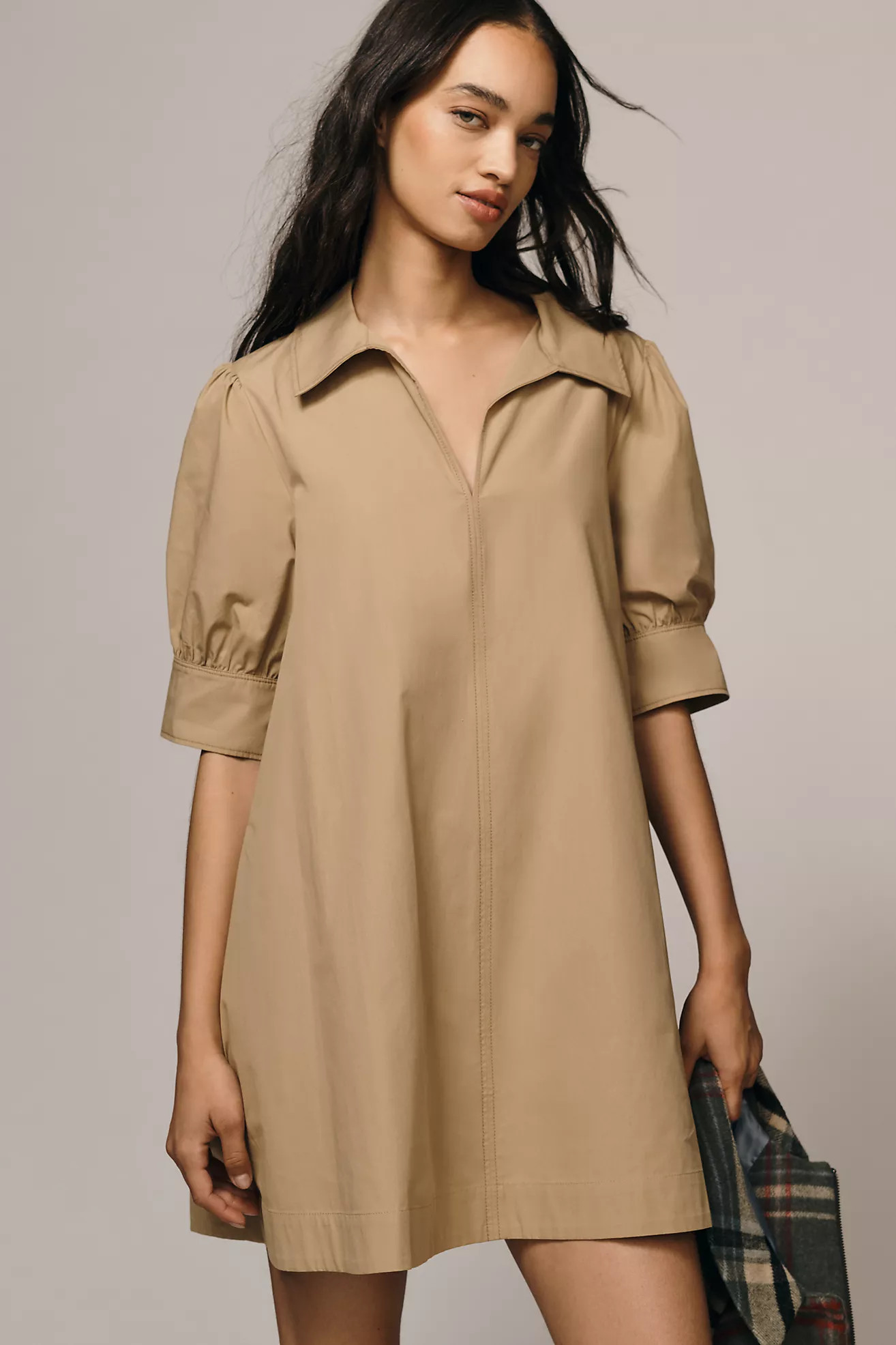 Maeve Puff-Sleeve Mini Shirt Dress | Anthropologie (US)