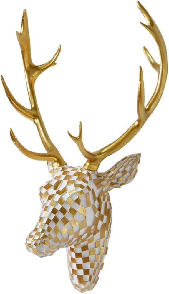 GIGICICI 15.7x8.7-Inch Mosaic Deer Head Wall Decor, Artistic Faux Resin Animal Head Wall Sculptur... | Amazon (US)