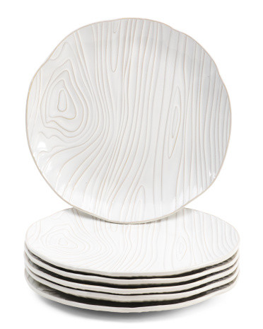 6pk Stoneware Wood Pattern Dinner Plates | TJ Maxx