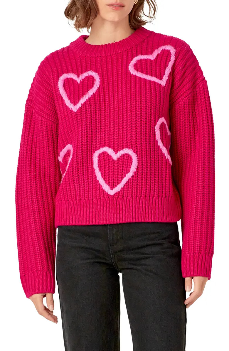 English Factory Heart Stitch Sweater | Nordstrom | Nordstrom