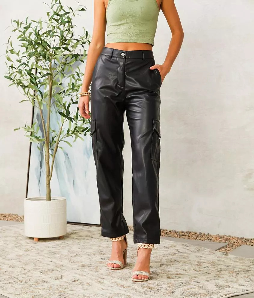 Shinestar Pleather Straight Leg Cargo Pant | Buckle