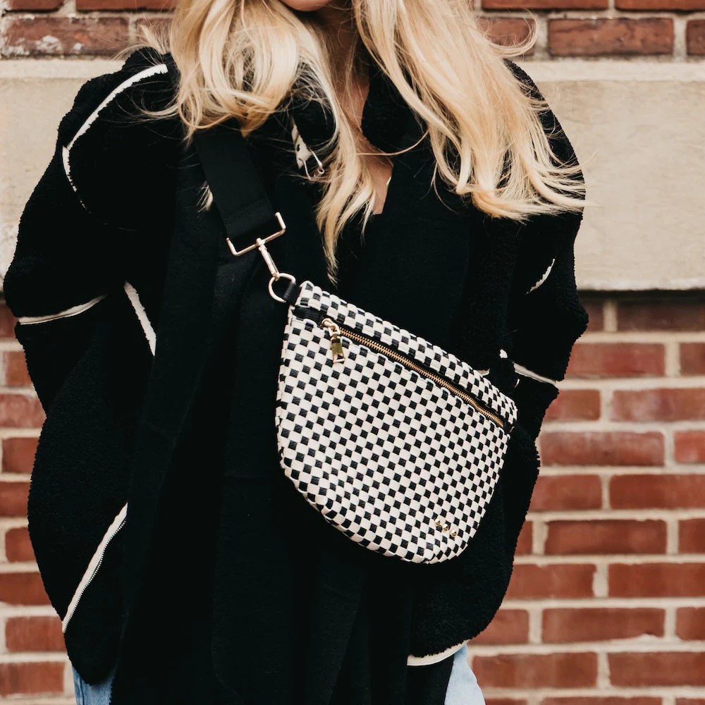 Westlyn Woven Bum Bag Woven Checkered Black | Pretty Simple