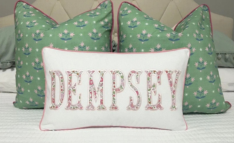 Large Monogram Applique Pillow Cover-name Pillow-embroidered Pillow-personalized Pillow-liberty o... | Etsy (US)