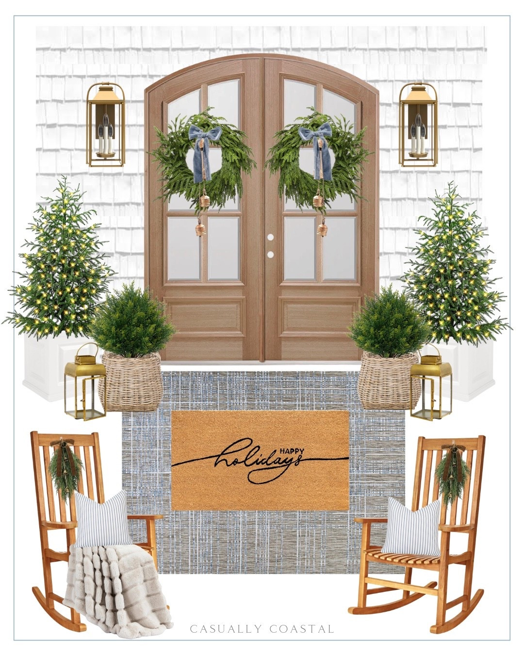 Winter/Holiday Porch

Winter porch, holiday porch, holiday outdoor decor, coastal porch, coastal holiday porch, Christmas porch, Christmas home decor, white square planter, Amazon rug, outdoor rug, affordable rug, porch rug, happy holidays doormat, Amazon doormat,  Christmas doormat, 4ft pre lit Norfolk pine Christmas tree, Amazon Christmas tree, potted Christmas tree, hanging bell cluster, Amazon bells, square gold lantern, faux fur throw blanket, Amazon throw blanket, flameless candles, Amazon pillows, outdoor pillows, striped pillows, Christmas wreath, Amazon wreath, topiary ball tree, distressed brass lantern, rattan decorative basket, acacia wood porch rocking chairs, outdoor chairs, cedar teardrop with velvet bow, dusty velvet blue ribbon 

#LTKHome #LTKHoliday #LTKFindsUnder100