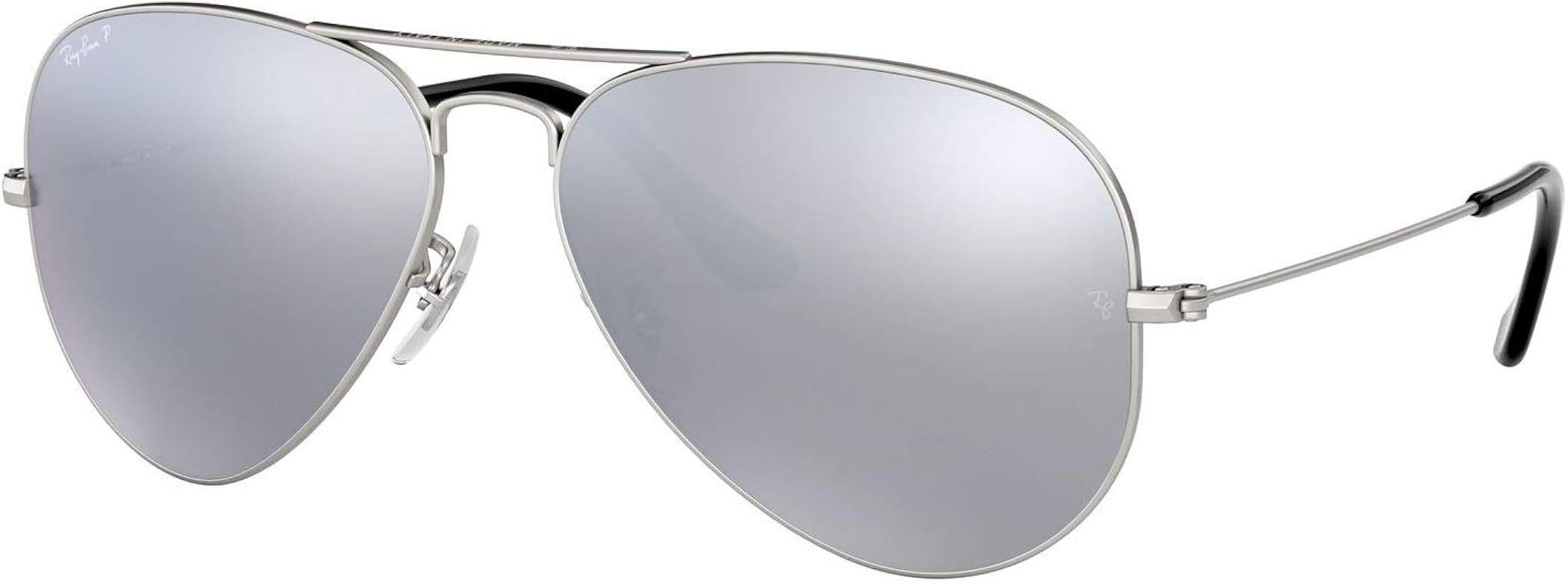 Ray-Ban AVIATOR MIRROR 58mm Silver w/ Polarized Grey Classic Sunglasses | Amazon (US)