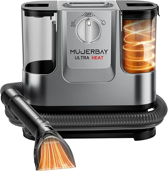 Upholstery Carpet Cleaner, MUJERBAY UltraHeat 12Kpa Portable Spot & Stain, Move with Universal Wh... | Amazon (US)