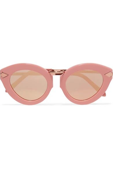 Karen Walker - Lunar Flowerpatch Cat-eye Acetate And Rose Gold-tone Mirrored Sunglasses - Pink | NET-A-PORTER (US)